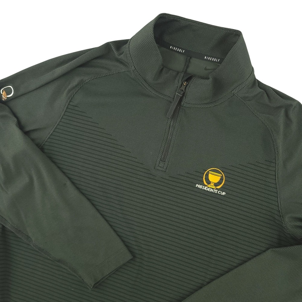 Nike Dri Fit ADV Presidents Cup Shirt Mens Large Green Golf 1/4 Zip Pullover